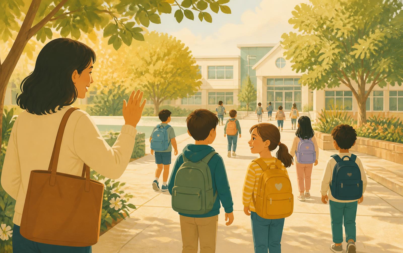 AI editorial illustration:台中私立小學選校指南:雙語、一貫路線與招生評量怎麼比較?